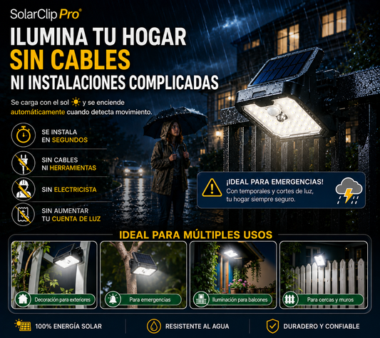 Lámpara Solar Inteligente con Clip | Oferta 3x1