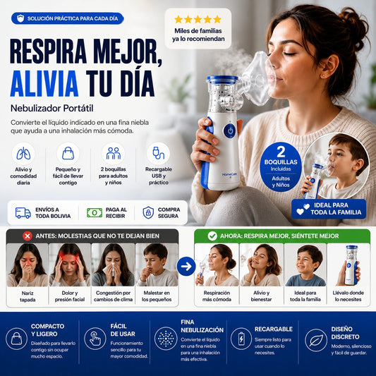 Nebulizador Portátil RespiraFácil™ — Respira Mejor, Donde Quieras